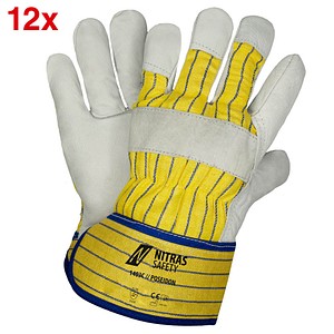 NITRAS SAFETY unisex Rindvolllederhandschuhe 1403C Poseidon grau Größe 10, 12 Paar