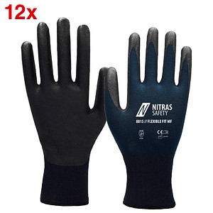 NITRAS SAFETY unisex Arbeitshandschuhe 8815 Flexible Fit MF blau Größe 6, 12 Paar