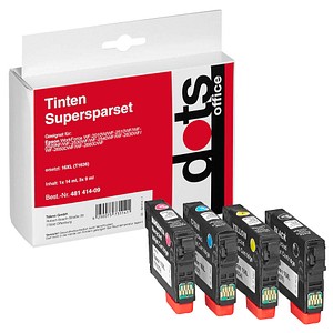 dots schwarz, cyan, magenta, gelb Druckerpatronen kompatibel zu EPSON T1636XL, 4er-Set