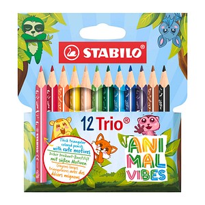 STABILO Trio® dick, kurz Animal Vibes  Buntstifte farbsortiert, 12 St.