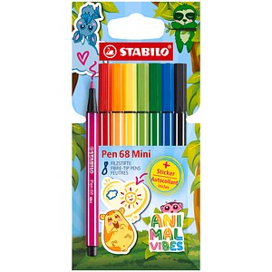 STABILO Pen 68 Mini Animal Vibes Filzstifte farbsortiert, 8 St.