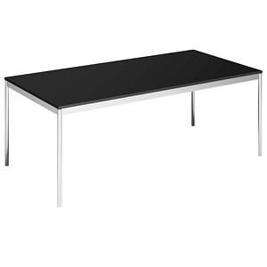viasit System4 Schreibtisch schwarz rechteckig, 4-Fuß-Gestell chrom 200,0 x 100,0 cm