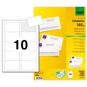SIGEL Visitenkarten DP830 matt weiß 185 g/qm, 150 St.