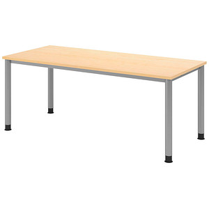 HAMMERBACHER HS19 höhenverstellbarer Schreibtisch ahorn rechteckig, 4-Fuß-Gestell silber 180,0 x 80,0 cm