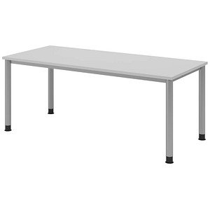 HAMMERBACHER HS19 höhenverstellbarer Schreibtisch lichtgrau rechteckig, 4-Fuß-Gestell silber 180,0 x 80,0 cm