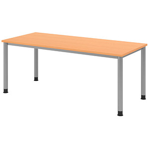 HAMMERBACHER HS19 höhenverstellbarer Schreibtisch buche rechteckig, 4-Fuß-Gestell silber 180,0 x 80,0 cm