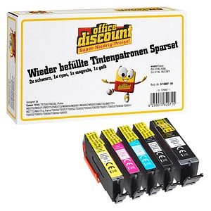 office discount pigmentschwarz, schwarz, cyan, magenta, gelb Druckerpatronen kompatibel zu Canon PGI-570XL PGBK, CLI-571XL BK/C/M/Y , 5er-Set