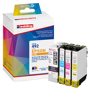 edding EDD-492  schwarz, cyan, magenta, gelb Druckerpatronen kompatibel zu EPSON 27XL / T2711XL/12XL/13XL/14XL, 4er-Set