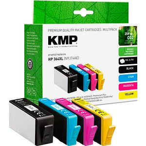 KMP schwarz, cyan, magenta, gelb Druckerpatronen kompatibel zu HP 364XL (N9J74AE), 4er-Set