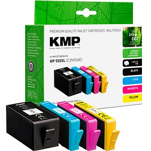 KMP  schwarz, cyan, magenta, gelb Druckerpatronen kompatibel zu HP 920XL (C2N92AE), 4er-Set