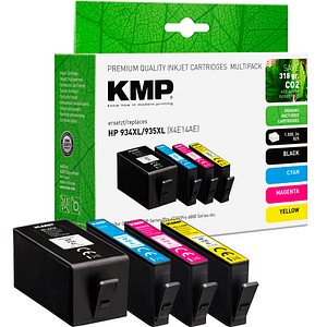 KMP  schwarz, cyan, magenta, gelb Druckerpatronen kompatibel zu HP 934XL/935XL (X4E14AE), 4er-Set