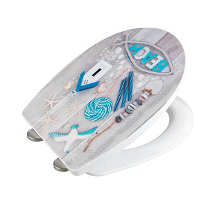 WENKO WC-Sitz mit Absenkautomatik Premium WC-Sitz  grau, blau, 1 St.