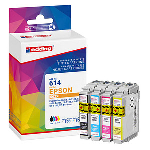 edding EDD-614  schwarz, cyan, magenta, gelb Druckerpatronen kompatibel zu EPSON 502XL/T02W64, 4er-Set