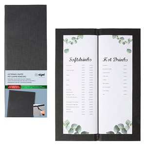 SIGEL Getränkekarten-Mappe DIN A4, 2 Hüllen anthrazit, 1 St.