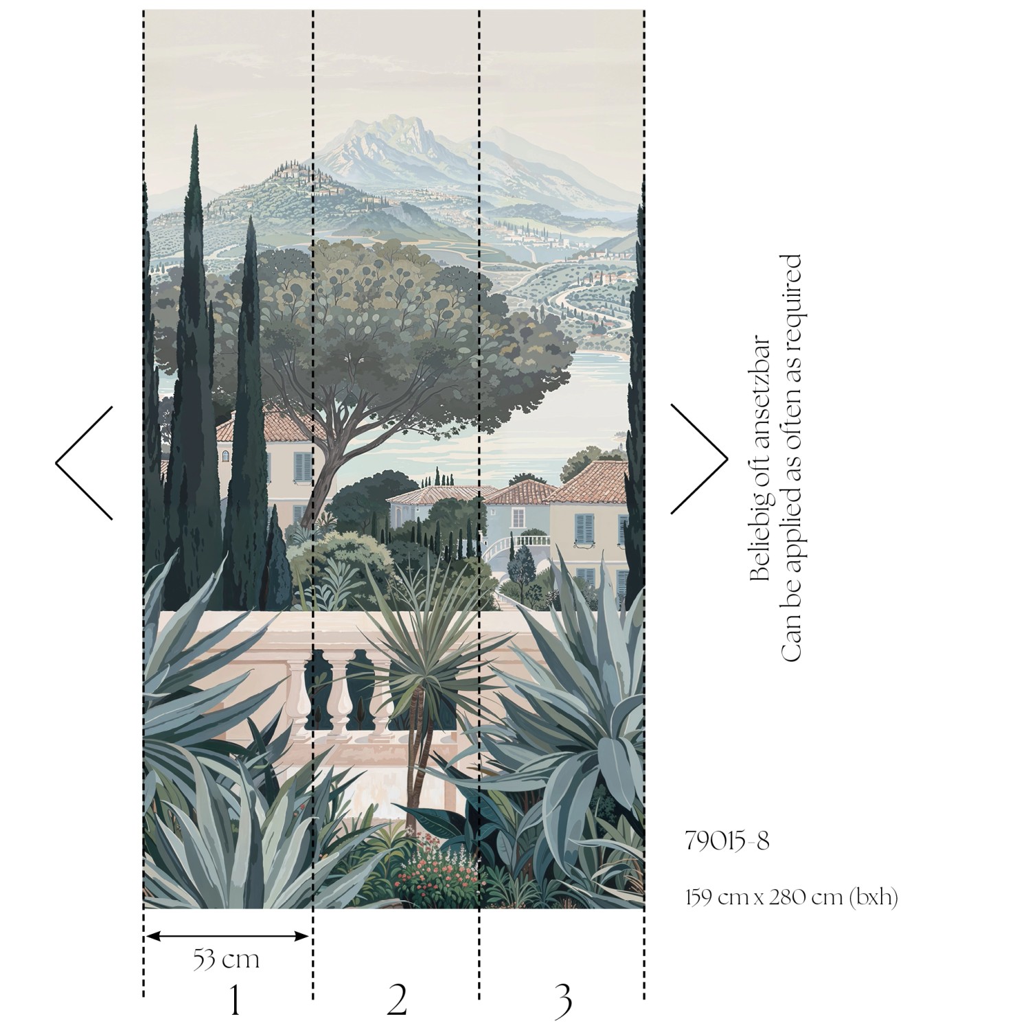 A.S. Creation Fototapete Finca Pflanzen 1,59 m x 2,8 m Blau-Creme FSC®