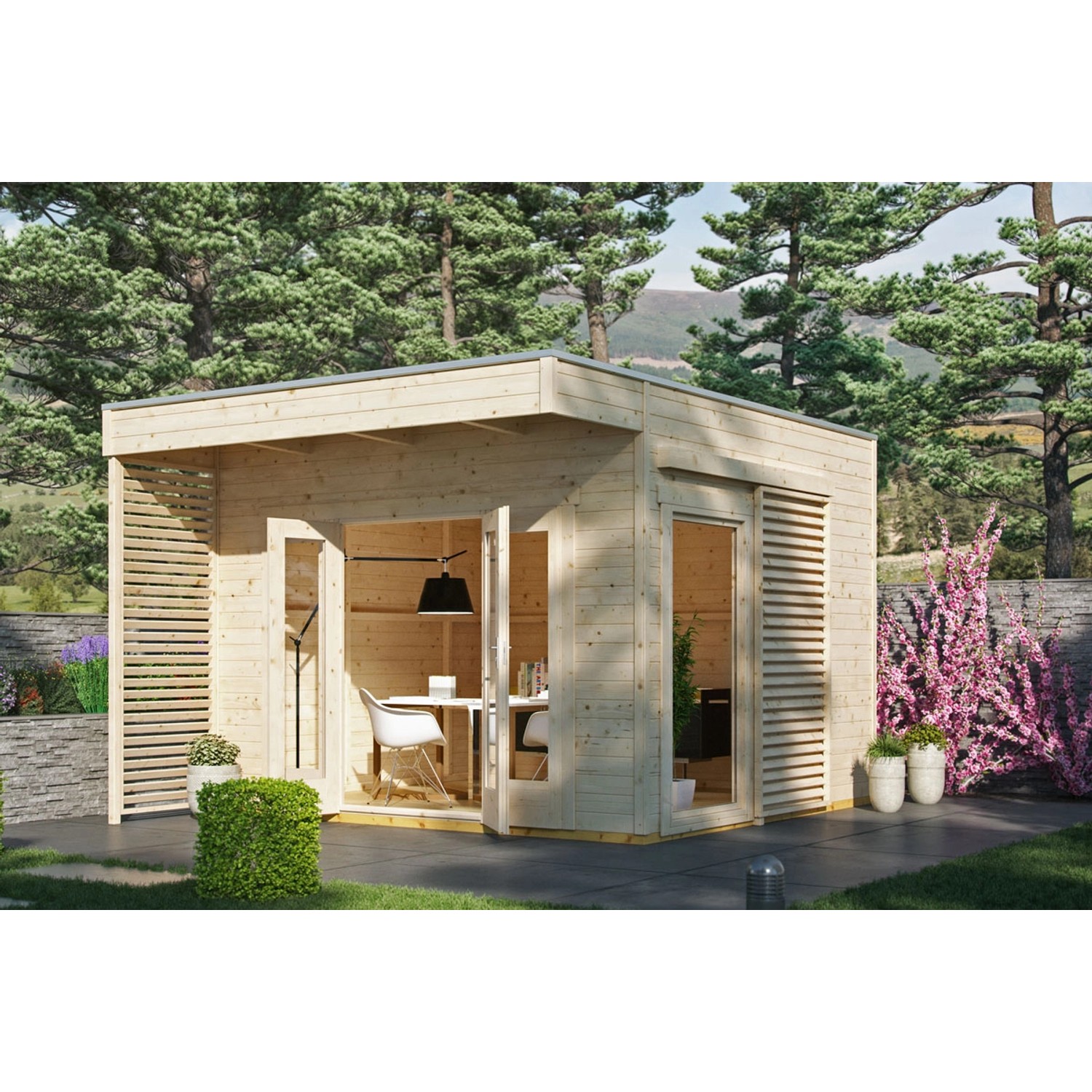 Skan Holz Holz-Gartenhaus Tokio 2 Natur 340 cm x 340 cm