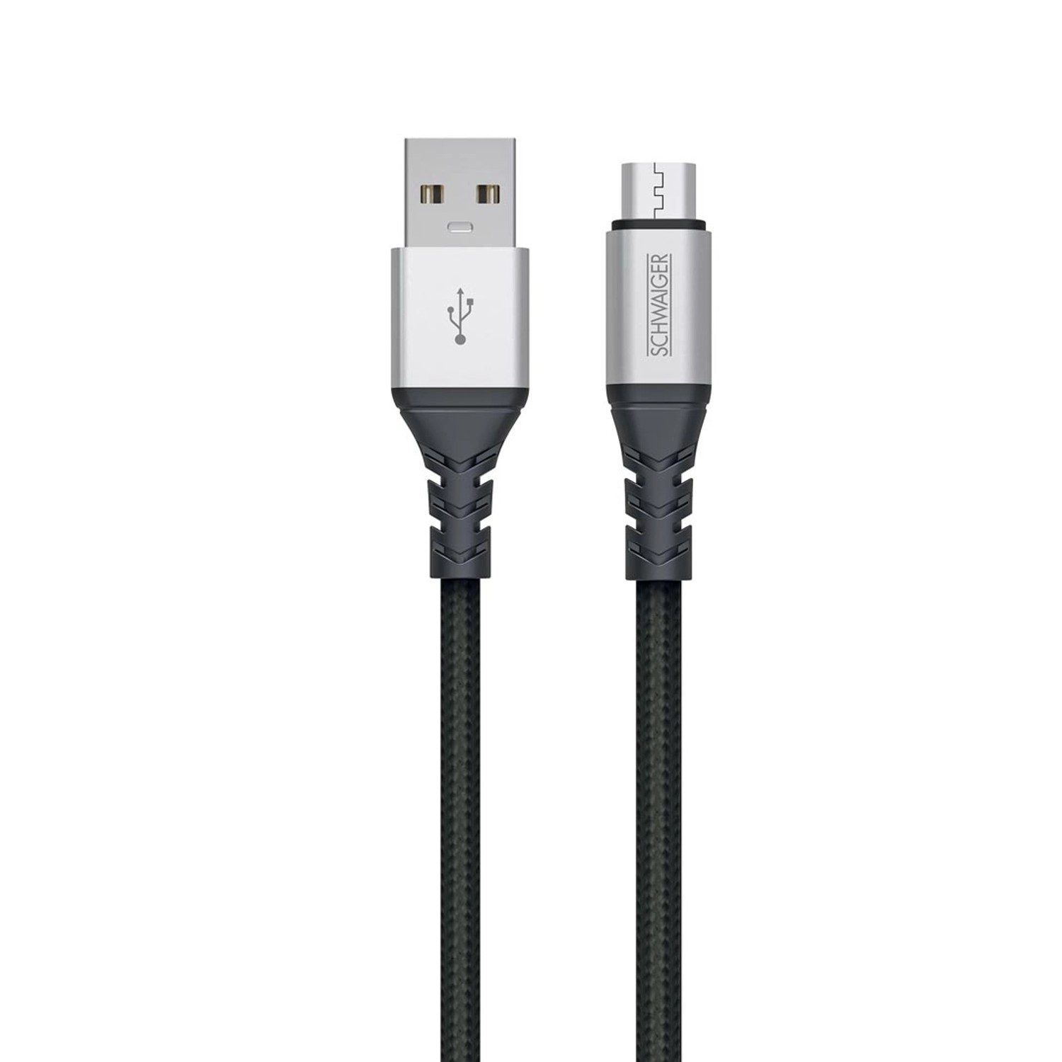 Schwaiger® Type A - Micro USB Sync und Ladekabel Unzerstörbar Schwarz 1,2 m