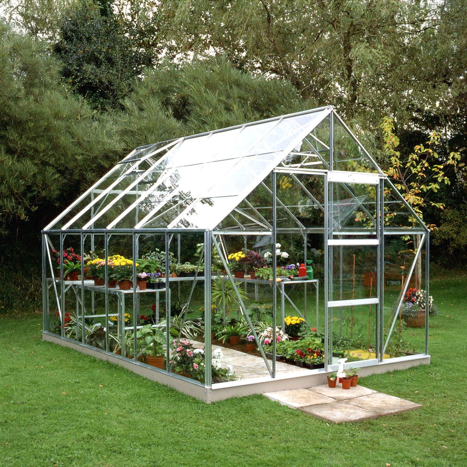 Halls Gewächshaus Universal Set Universal 128 Alu 9,9 m² inkl. Fundamentrahmen