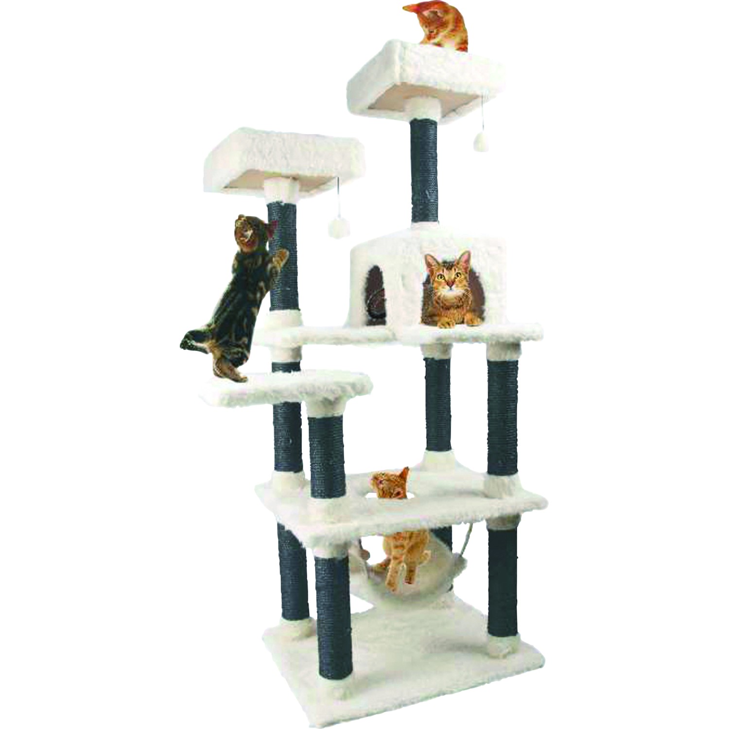 Heim Katzen-Kratzbaum White-Cat 4 60 cm x 50 cm Höhe 155 cm