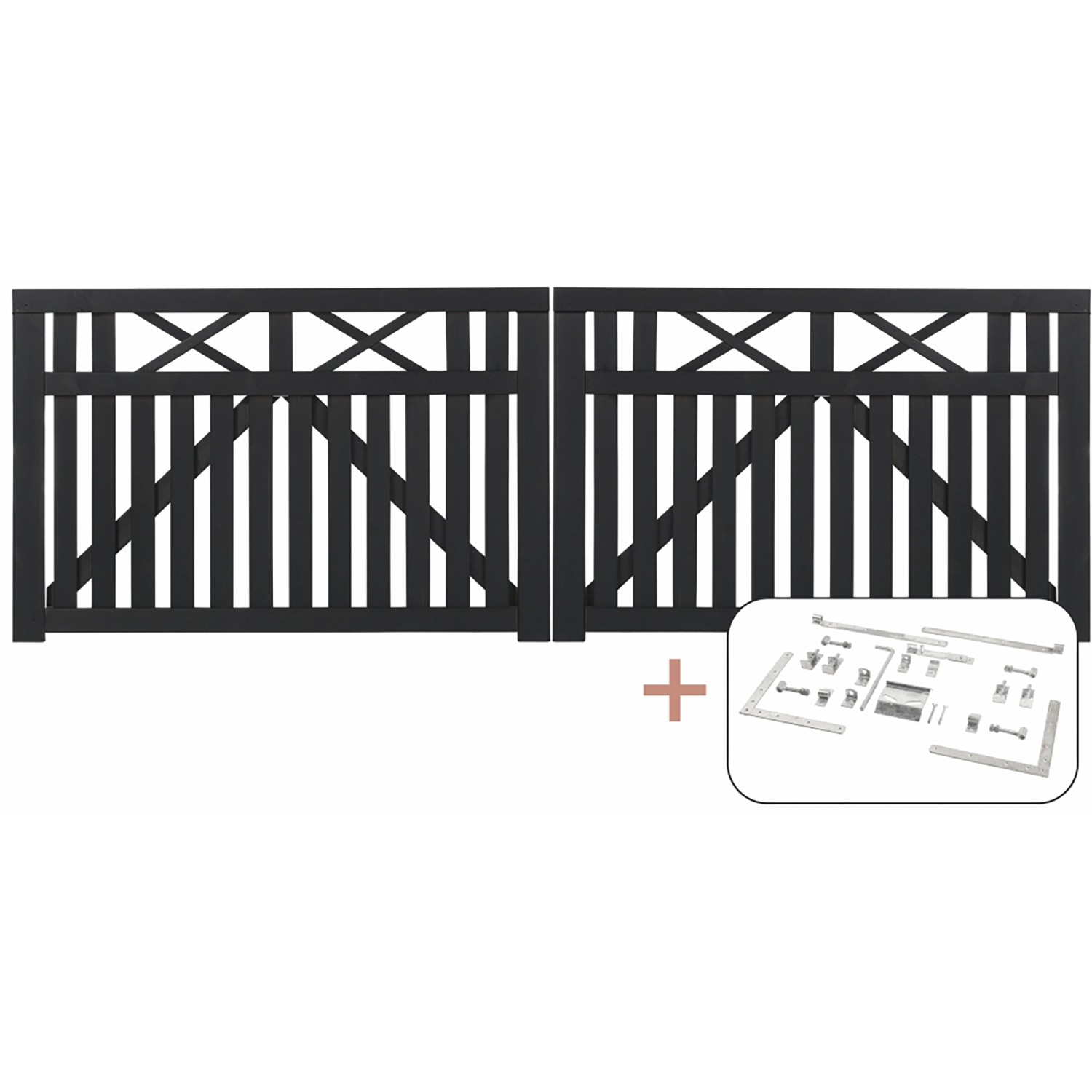 Plus Holz Doppeltor Vinesse Nadelholz Schwarz 300 cm x 98 cm