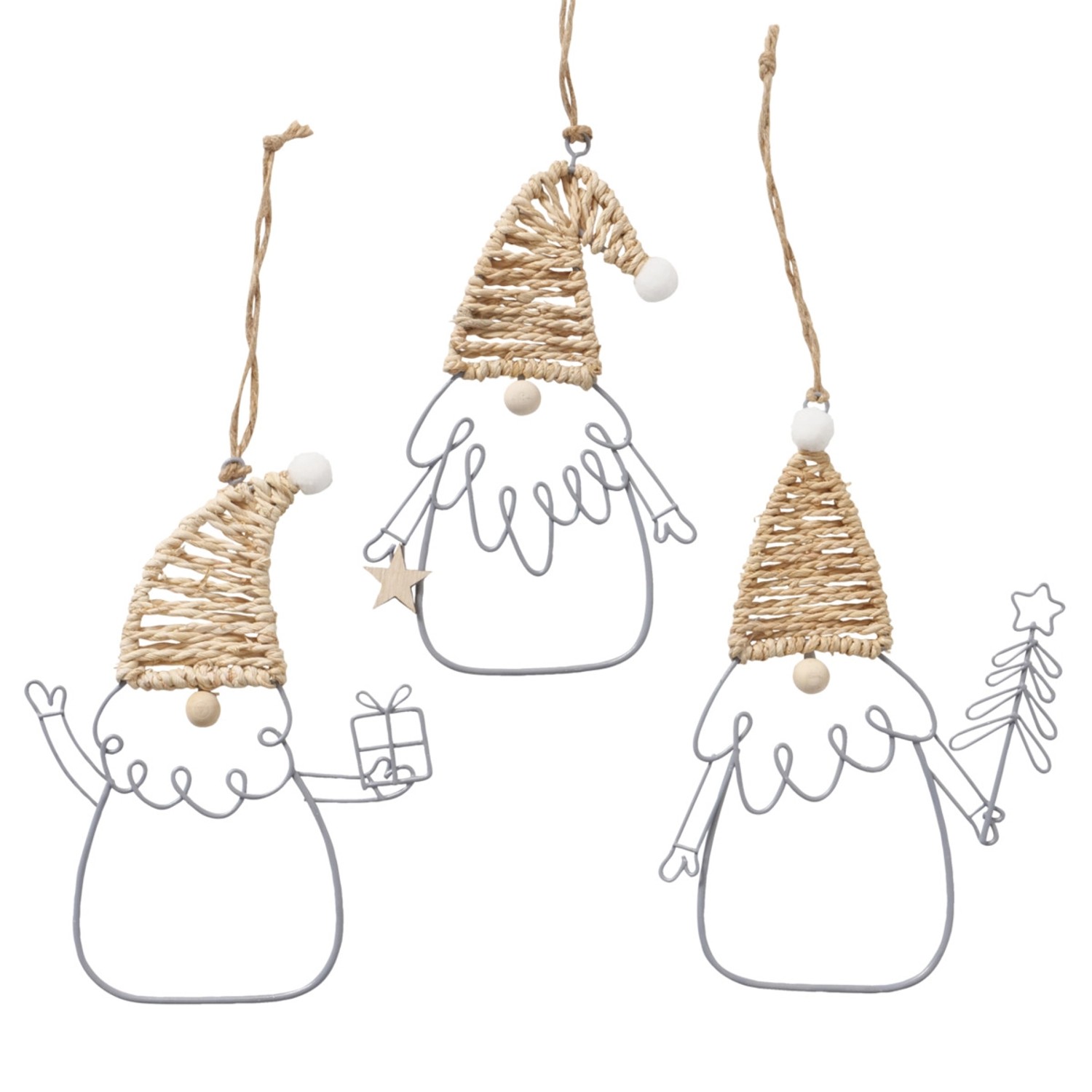 Boltze Anhänger Gode 3-fach Sortiert 19,5 cm x 13 cm Natur-Grau