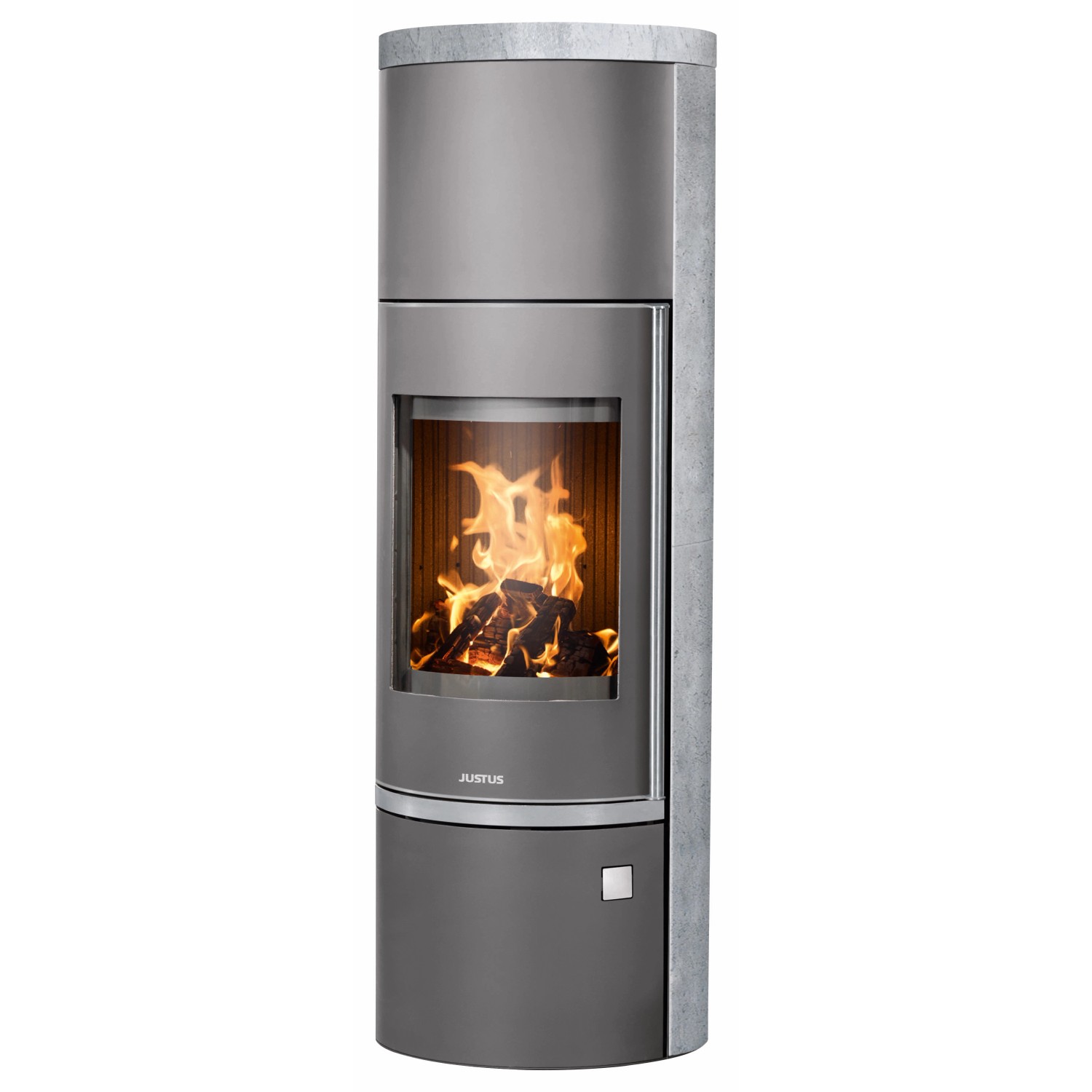 Justus Kaminofen Faro W+ 2.0 Stahl mit Speckstein-Verkleidung Grau 7 kW EEK: A+
