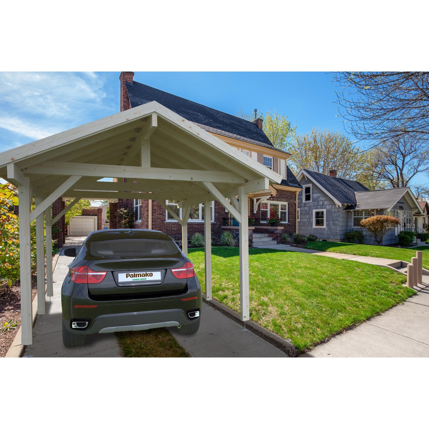 Palmako Carport Robert 315 x 372 cm Lackiert Dunkelgrau FSC®