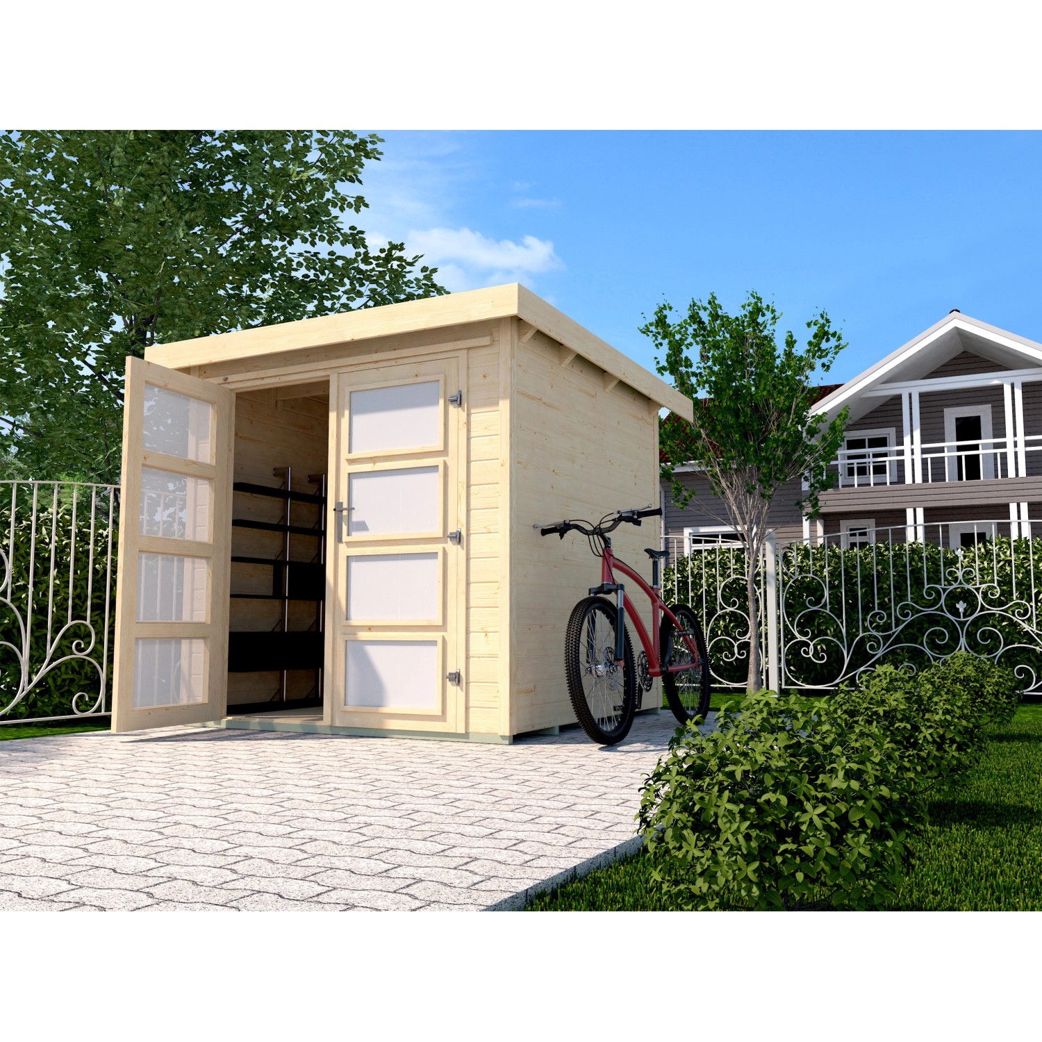 Weka Holz-Gartenhaus Pesaro Flachdach Unbehandelt 254 cm x 293 cm
