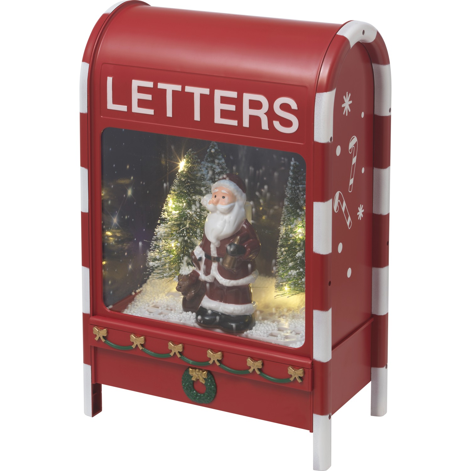 Spieluhr Briefkasten Weihnachtsmann mit LED-Beleuchtung 23 cm x 14,5 cm x 37 cm