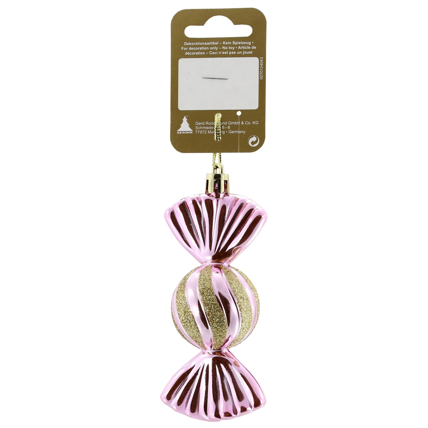 Weihnachtsdekoration Bonbon aus Kunststoff zum Hängen Rosa