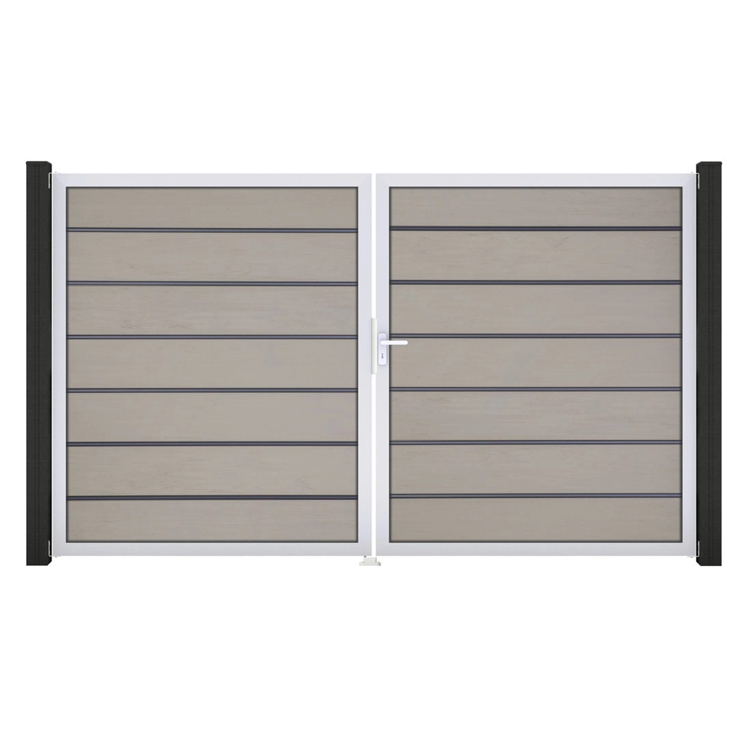 GroJa Grande Steckzaun Tor Premium DIN Rechts EV1 Bi-Color Sand