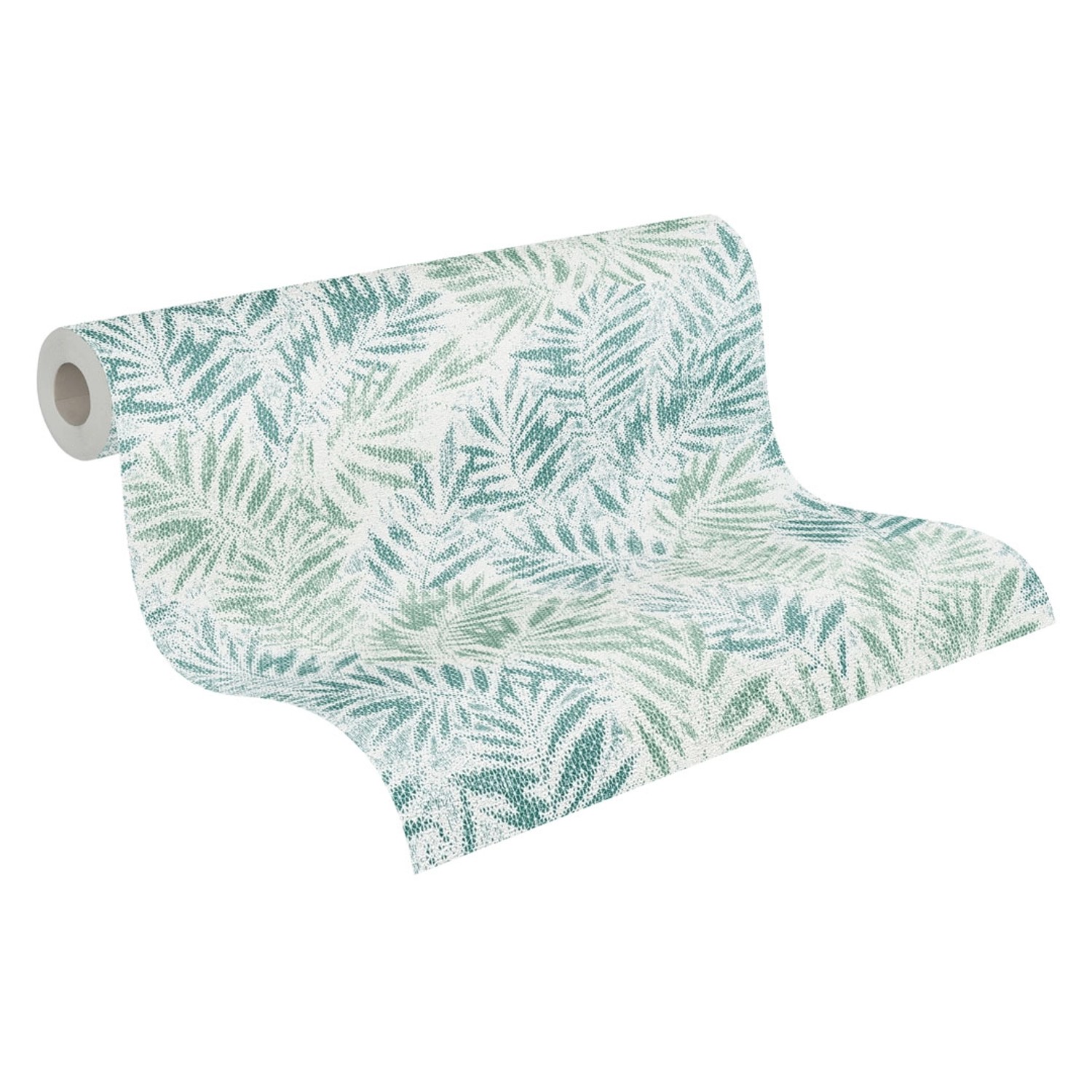 AS-Creation Vliestapete Blätter Metallic Muster Glänz., Matt Strukt. Weiß Grün