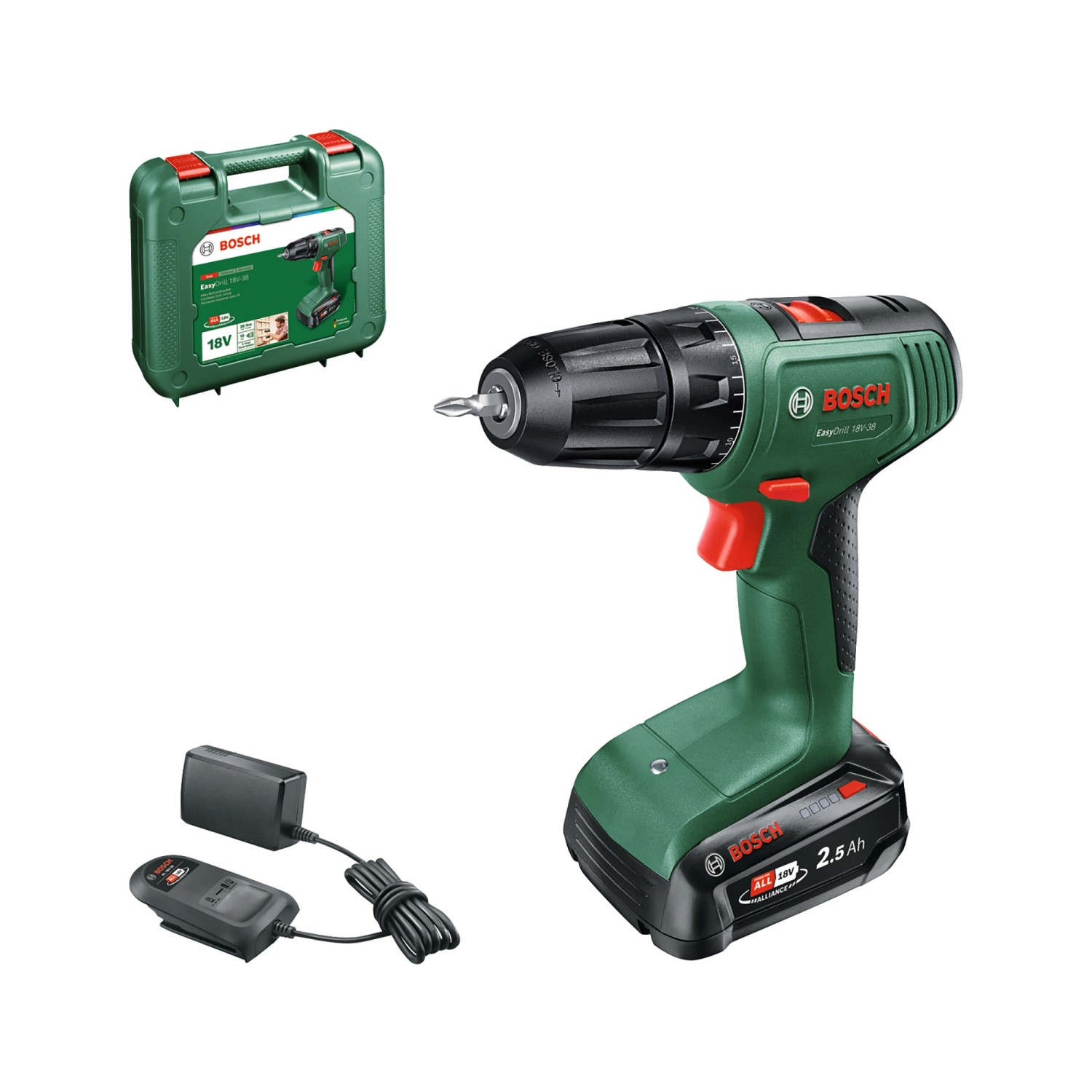 Bosch Akku-Bohrschrauber EasyDrill 18V-38 inkl. Akku 2,5 Ah, Ladegerät & Koffer