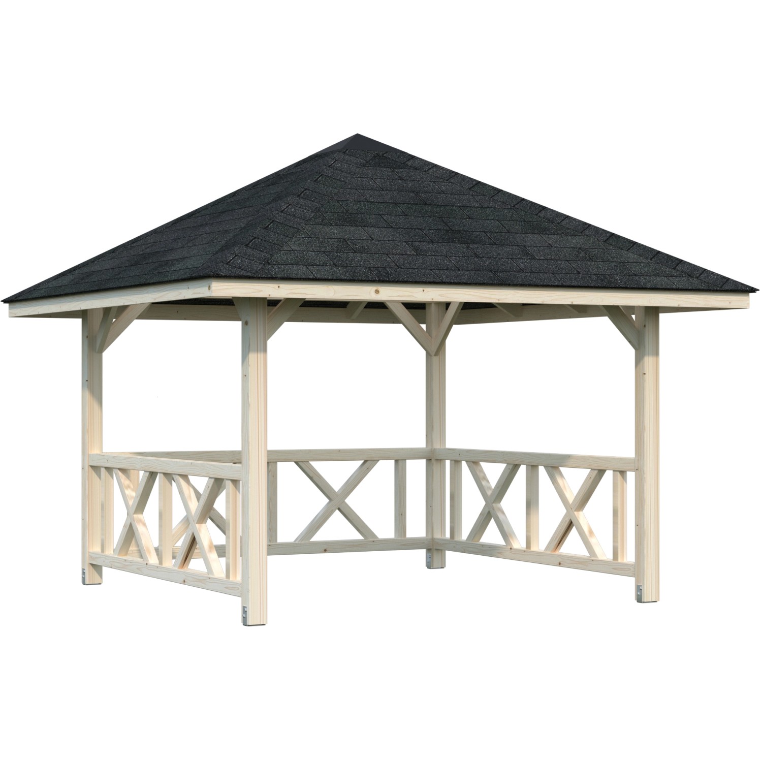 Palmako Holz-Pavillon Bianca 8,3 m² Set 1 Natur / Unbehandelt