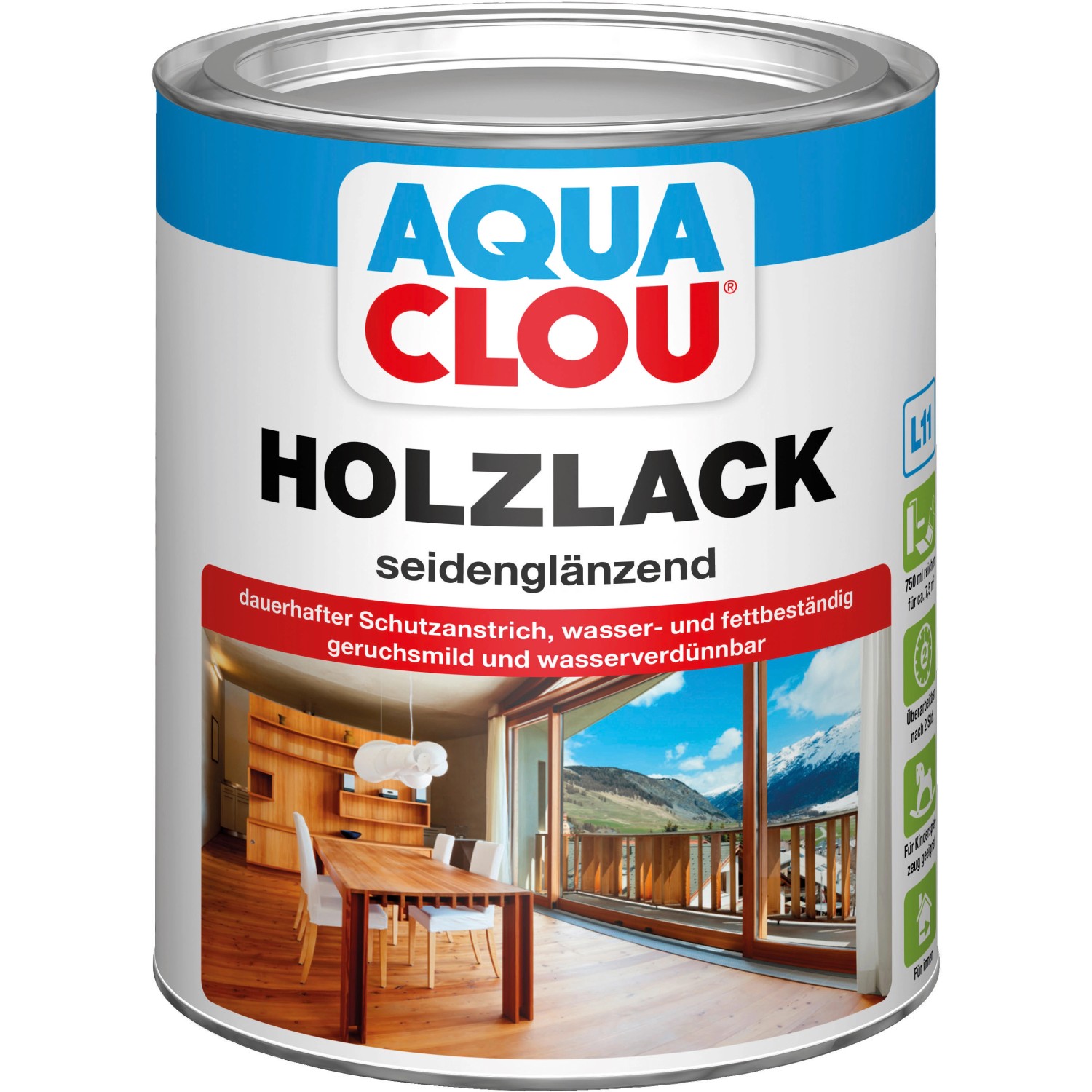Aqua Clou Holzlack Transparent seidenglänzend 750 ml