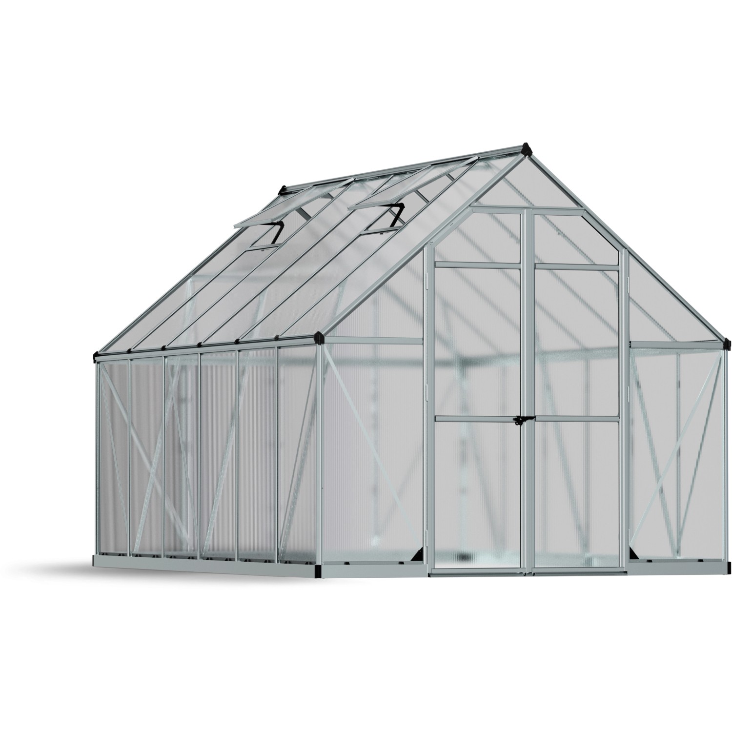 Palram - Canopia Gewächshaus Essence 229 cm x 244 cm x 367 cm Silber