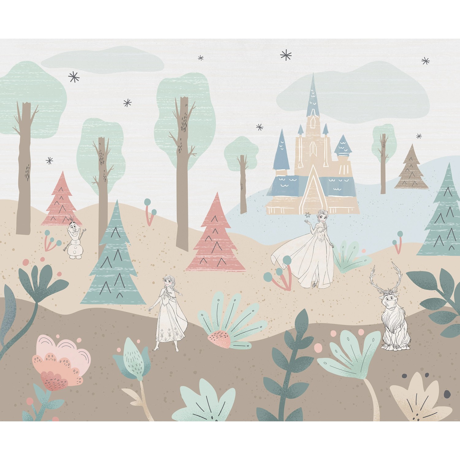 Komar Vlies Fototapete Disney Frozen Castle Playground Bunt