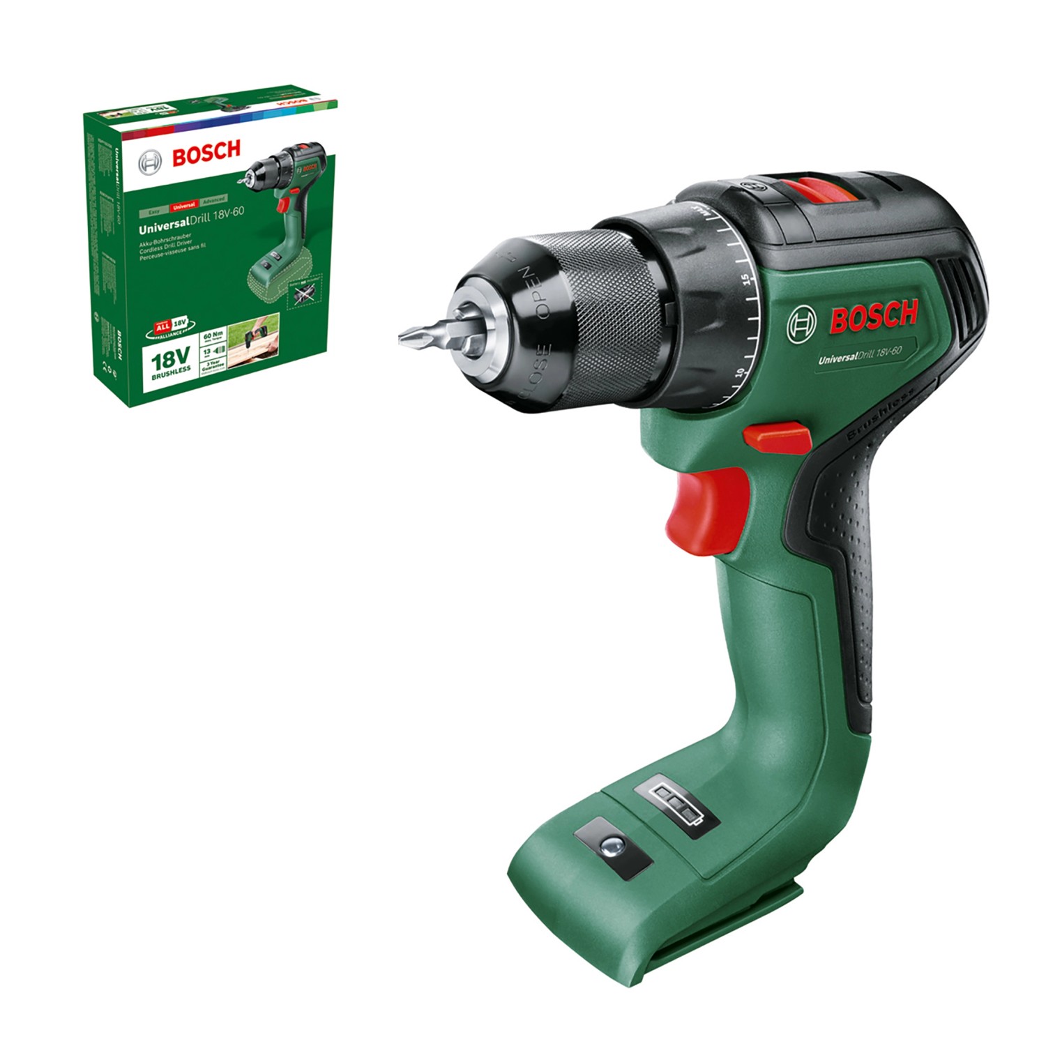Bosch 18 V Akku-Bohrschrauber UniversalDrill 18V-60 Solo