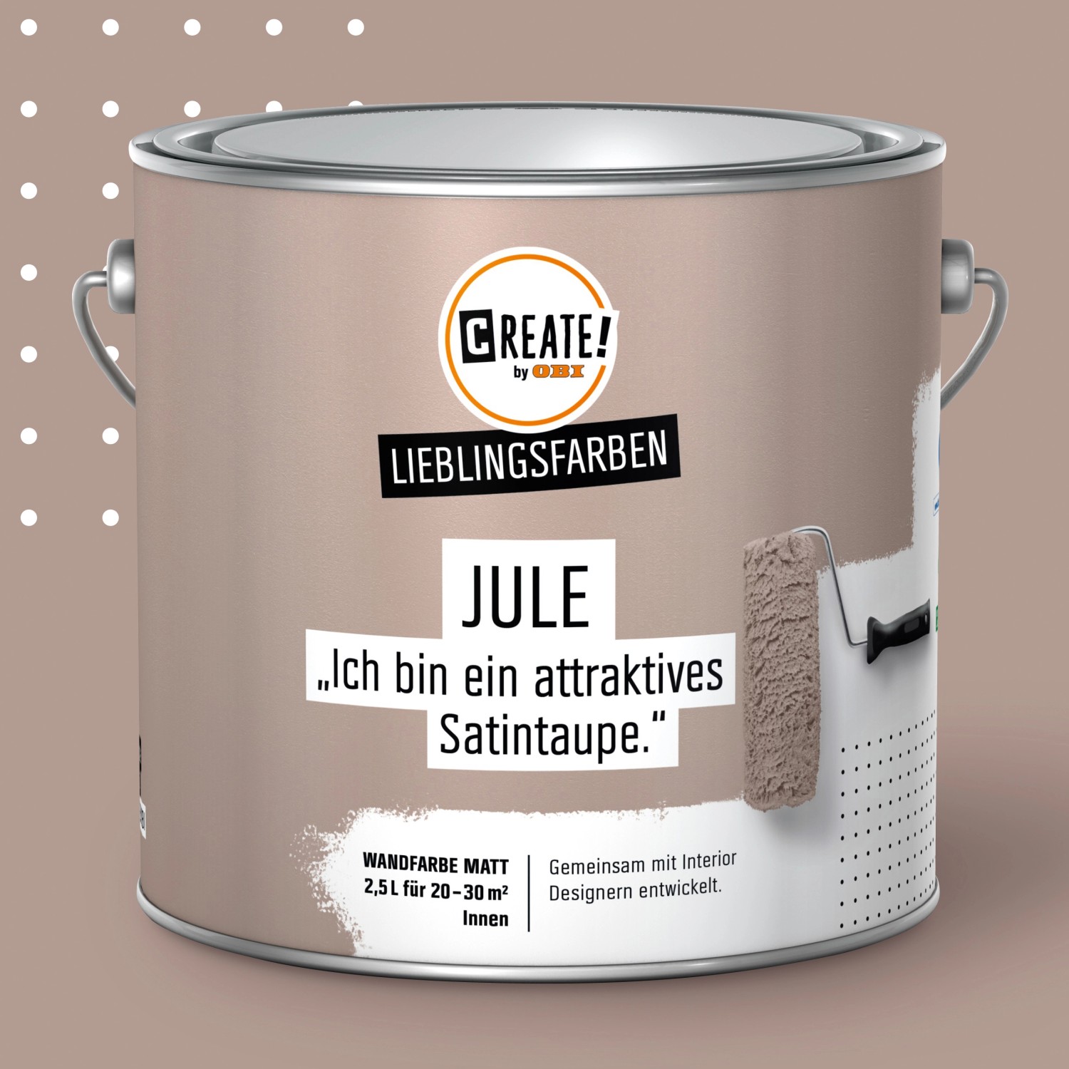 CREATE! by OBI Lieblingsfarben Wandfarbe Jule Satintaupe matt 2,5 l