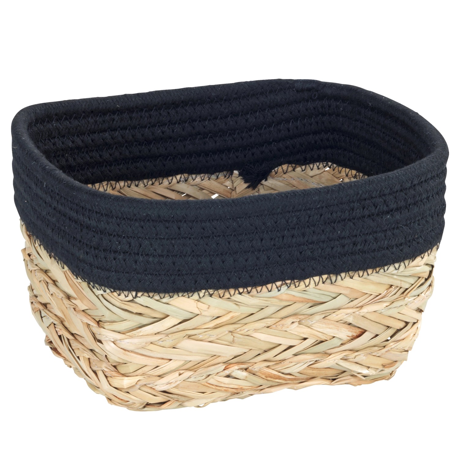 Wenko Aufbewahrungskorb Rika S 13 cm x 20 cm x 15 cm Natur-Schwarz