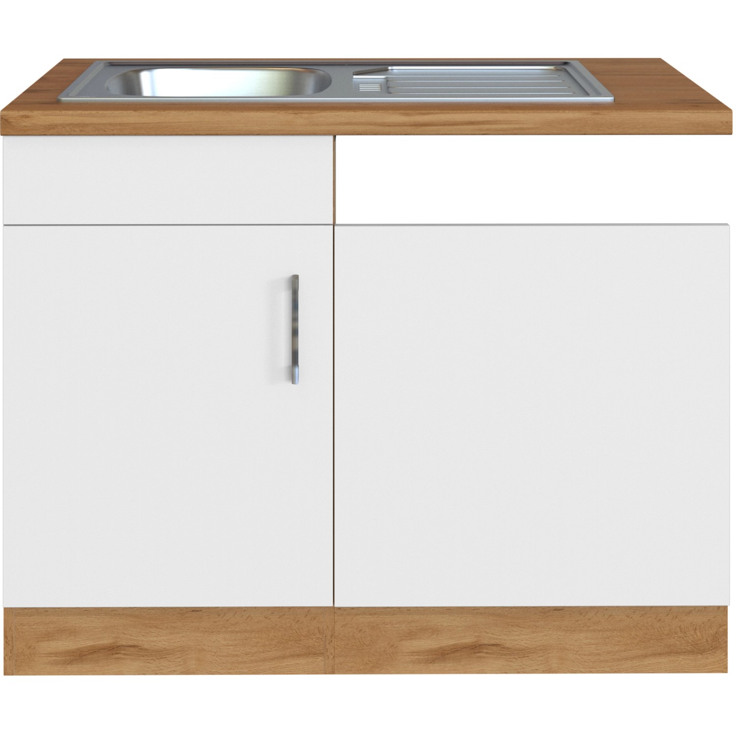 Held Möel Küchen-Spülzentrum Sorrento 110x85x60cm Tür lende Sockel Weiß-W.Eiche
