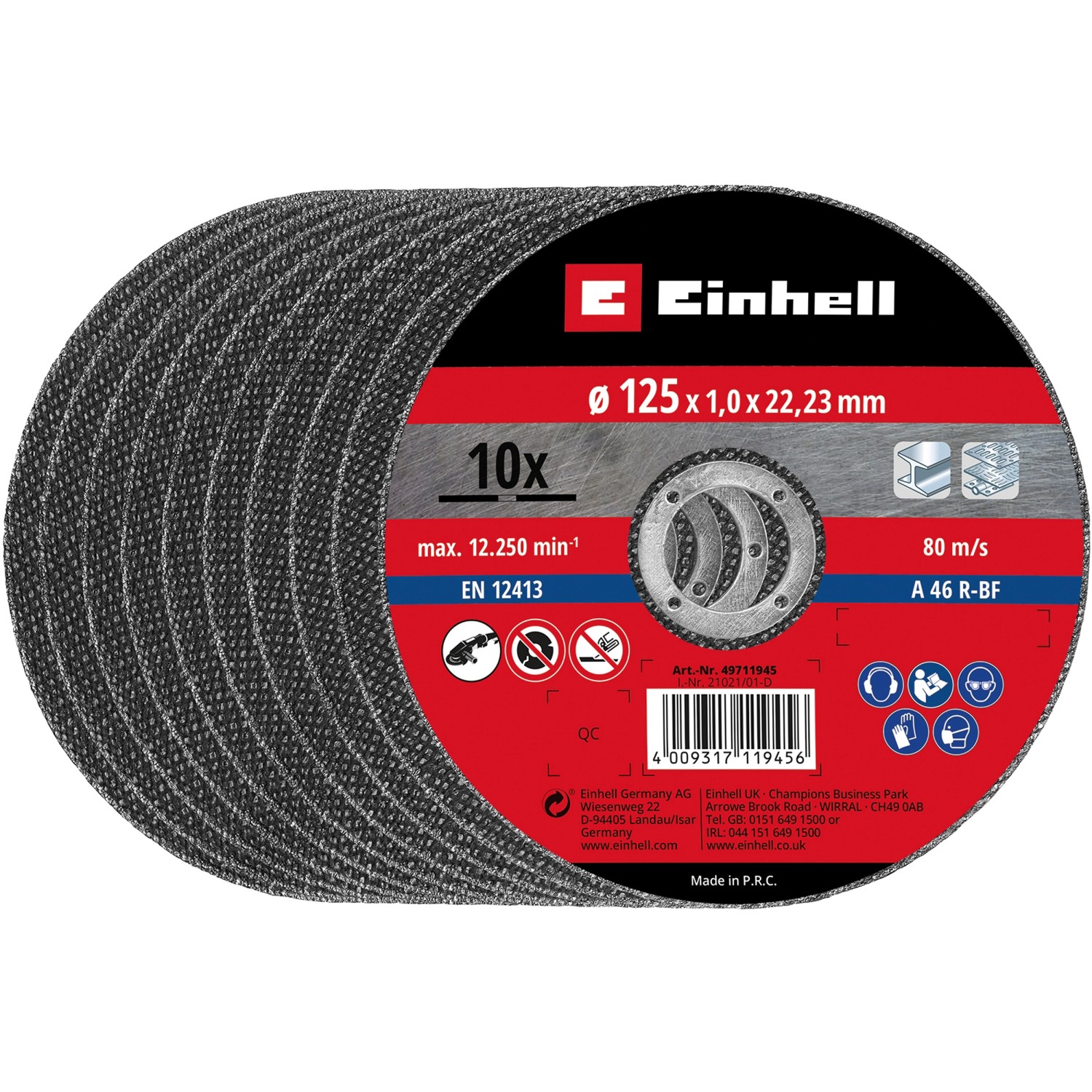 Einhell Accessory Trennscheibe Dünn 115 x 1,1 mm 10 Stück
