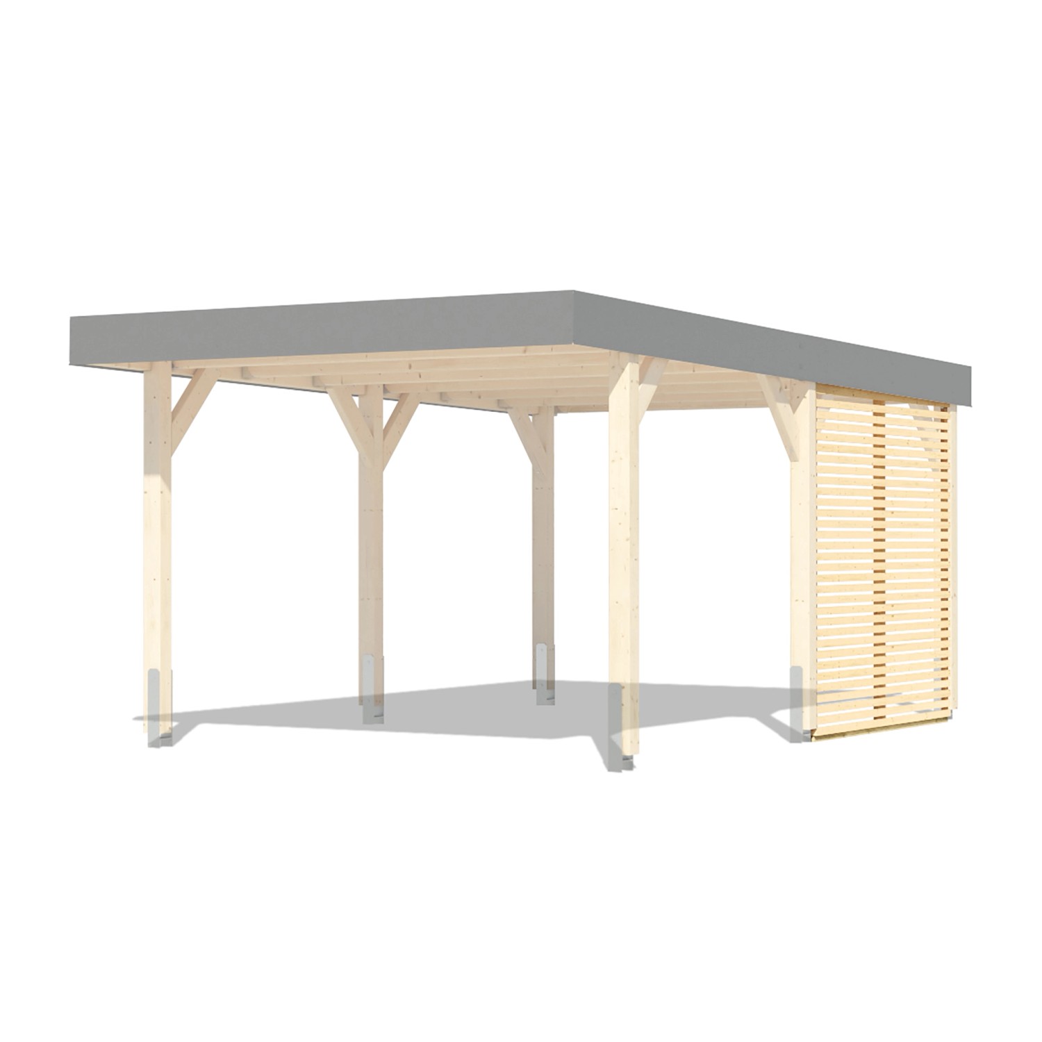 Karibu Seitenwand für Leimholz Carport Naturbelassen 225 x 225 x 1,8 cm