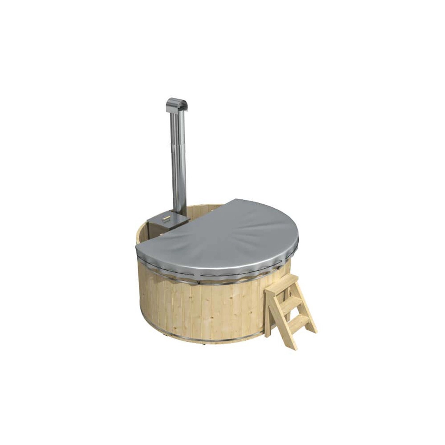 Finntherm PVC Abdeckung Hot Tub Bergen mit Innenofen Grau Ø 180 cm