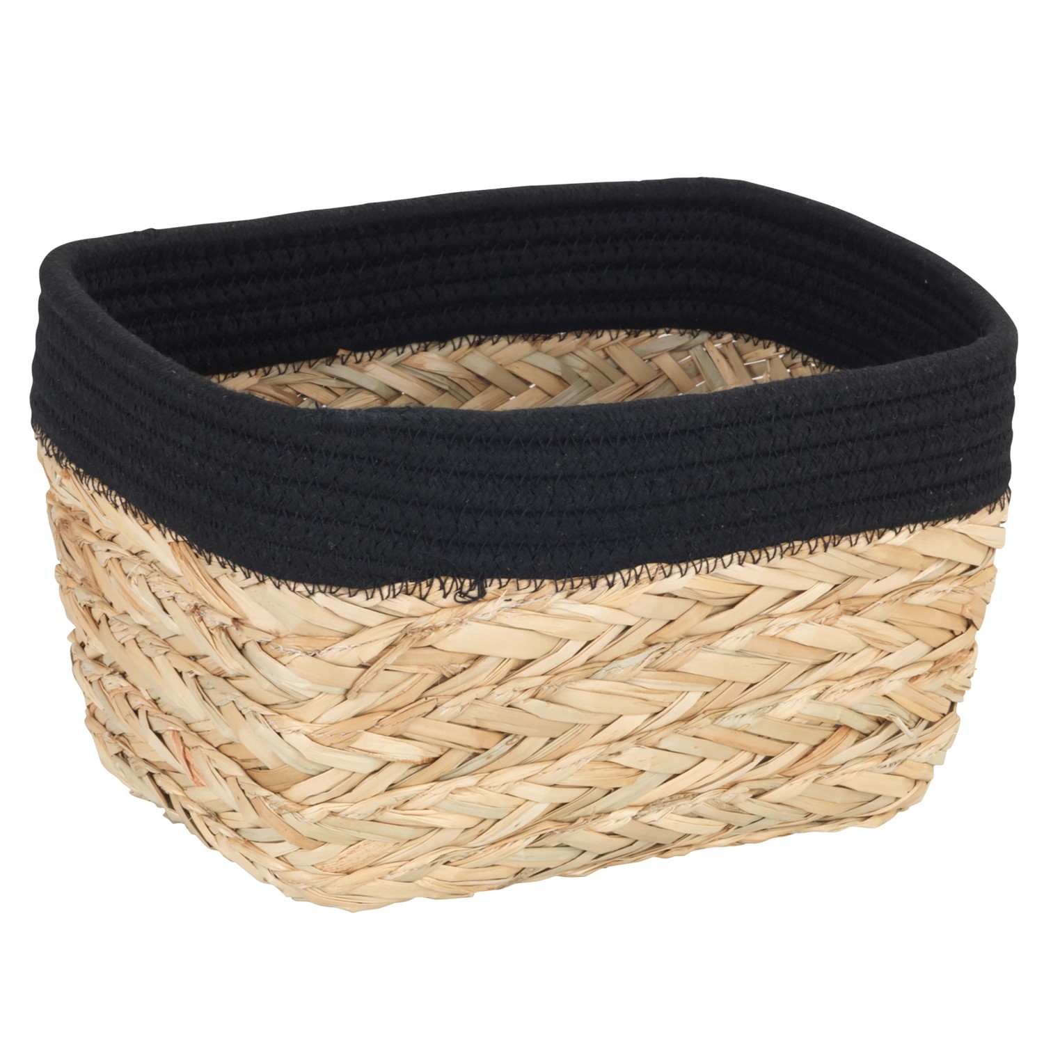 Wenko Aufbewahrungskorb Rika M 15 cm x 25 cm x 18 cm Natur-Schwarz