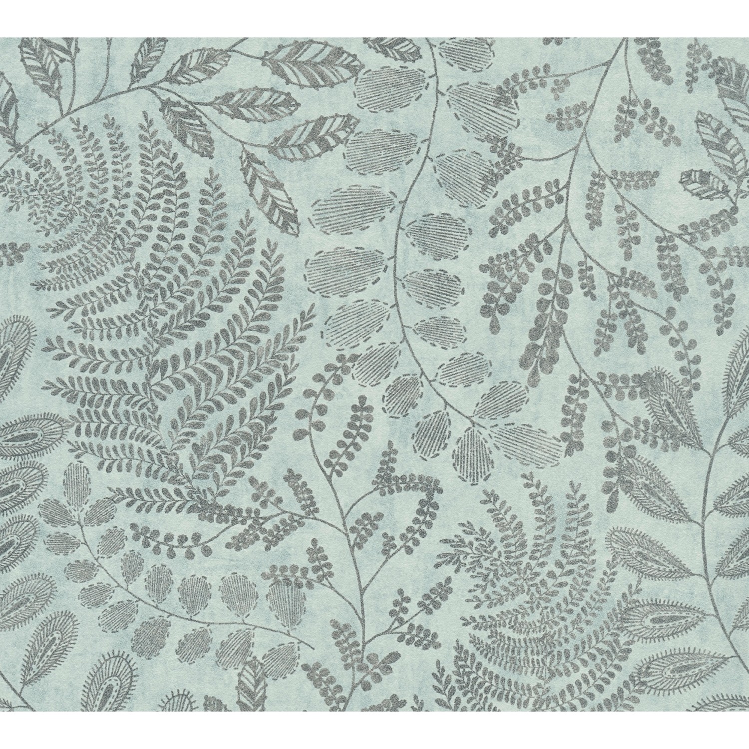A.S. Création Vliestapete Blätter Blau Silber