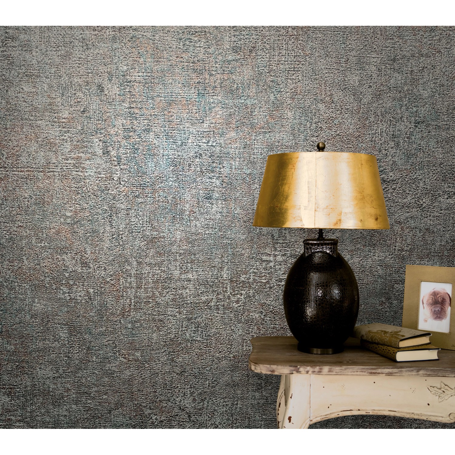 Marburg Vliestapete Vintage Deluxe Roststruktur Grau Blau FSC®