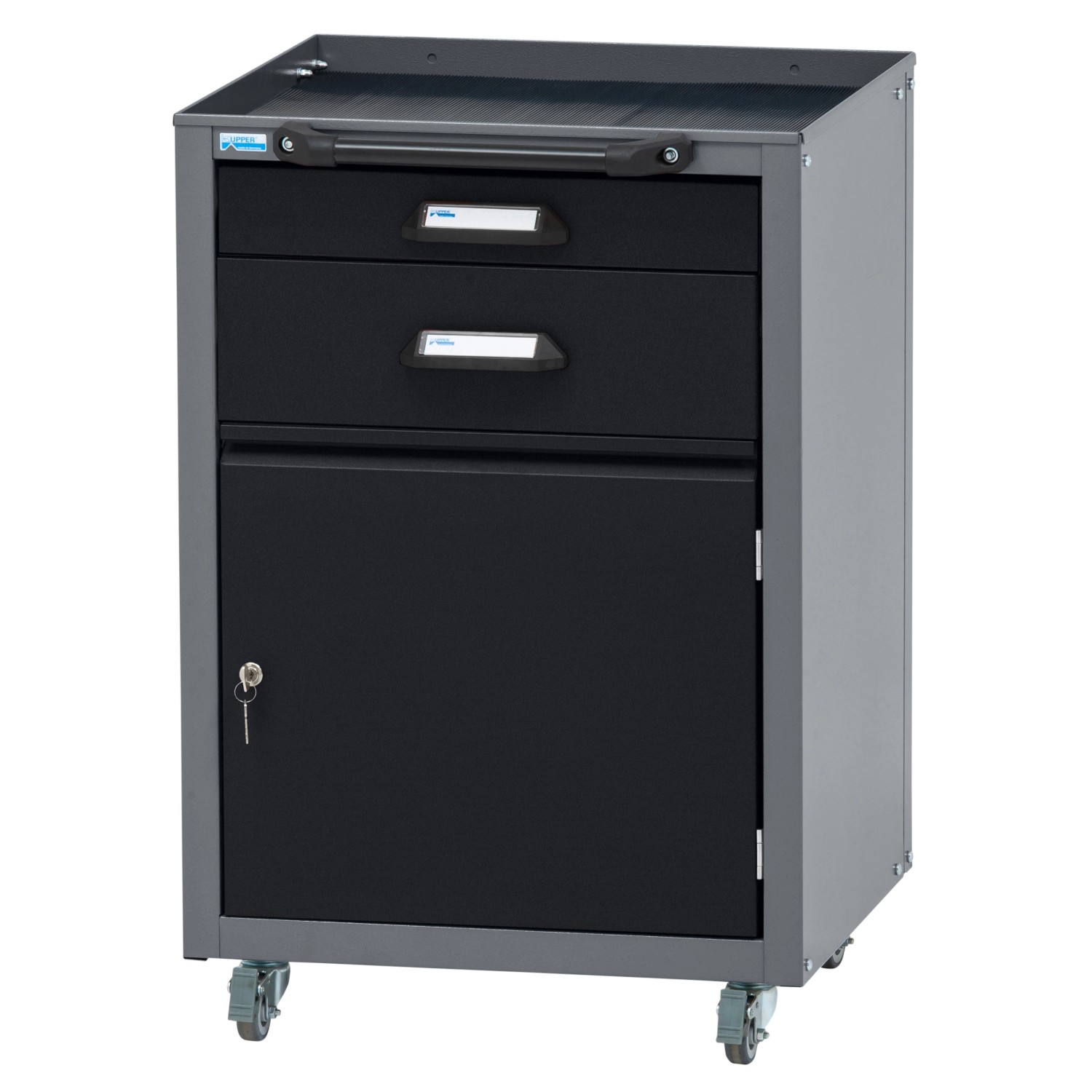 Küpper Werkstattwagen Eintürig 2 Schubladen 76 x 51,5 x 48,5 cm Schwarz-Hellgrau