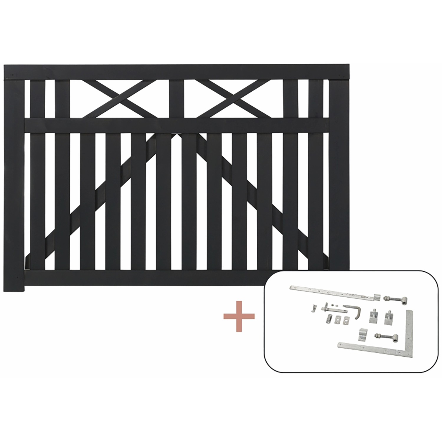 Plus Holz Einzeltor Vinesse Nadelholz Schwarz 150 cm x 98 cm