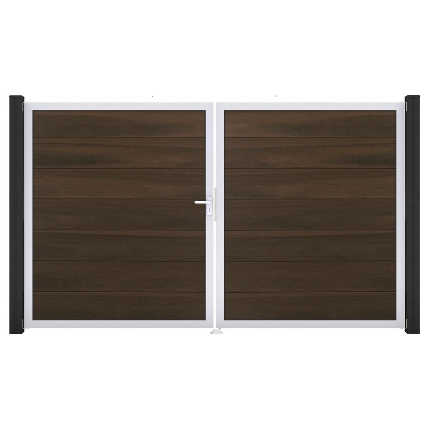 GroJa Steckzaun Tor Grande DIN Links Walnuss co-extrudiert